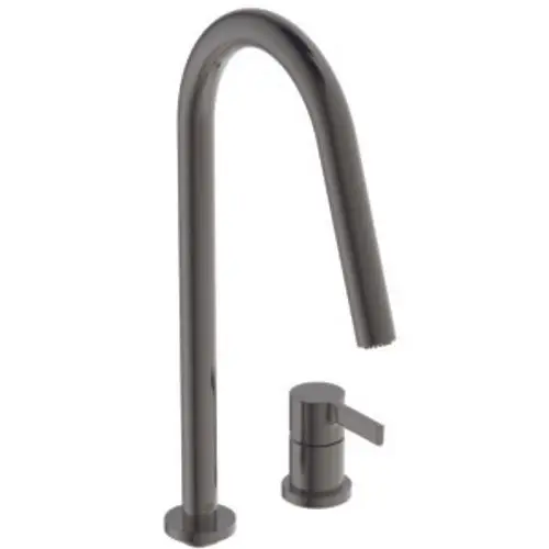 Küchenarmatur in einer modernen Bauform mit einem hohen Auslauf und einem funktionalen Hebel zur Steuerung. Ideal Standard ist die Marke des Produkts.